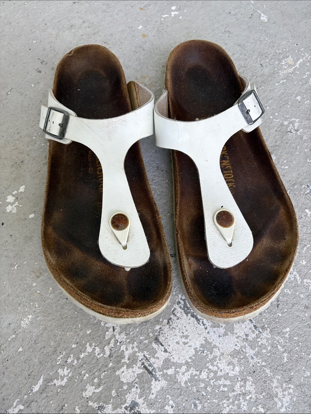 Birkenstock white thong sandals